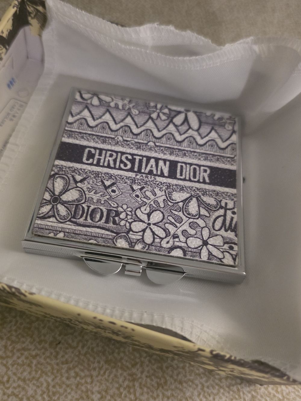 Floral Logo Compact Mirror - Silver
